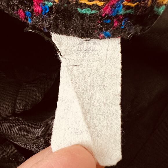 Easy Pieces US 6 American VINTAGE Wool Blend Black Neon Tweed Mini Pencil Skirt - Picture 9 of 9